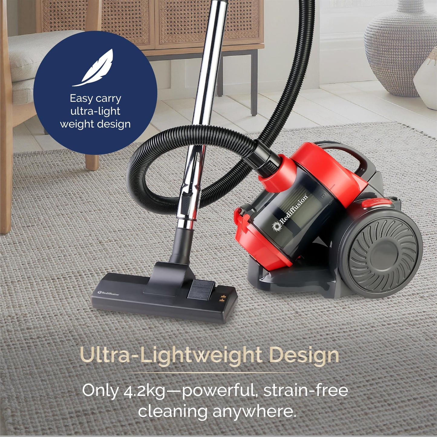 Rediffusion Multi Cyclonic Bagless Vacuum Cleaner Red