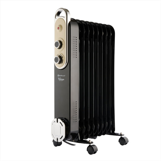 Rediffusion Vintage 9 Fin Oil Filled Radiator 2KW Black
