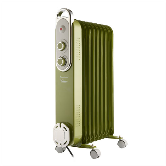 Rediffusion Vintage 9 Fin Oil Filled Radiator 2KW Sage Green