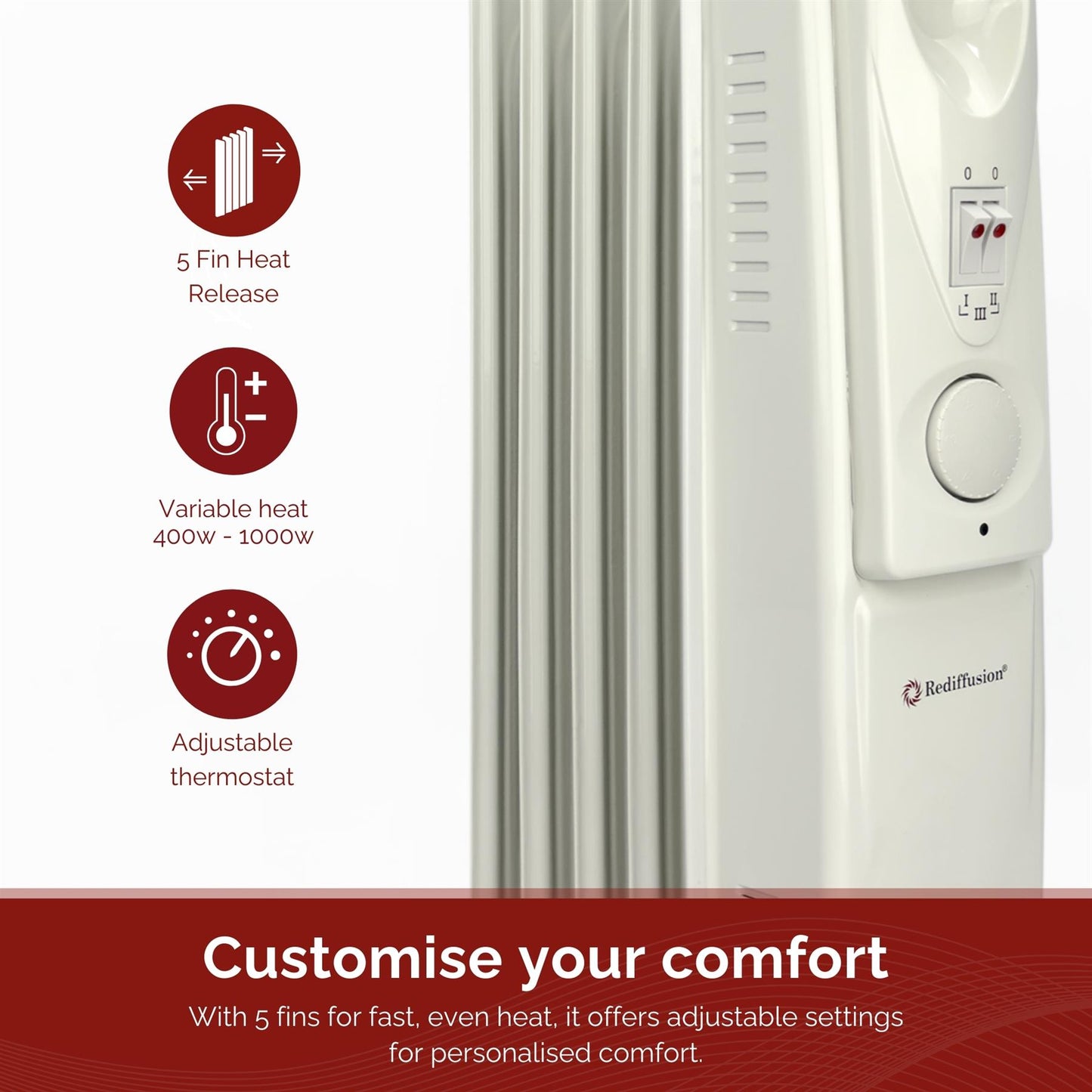 Rediffusion 1000W Oil Filled Radiator
