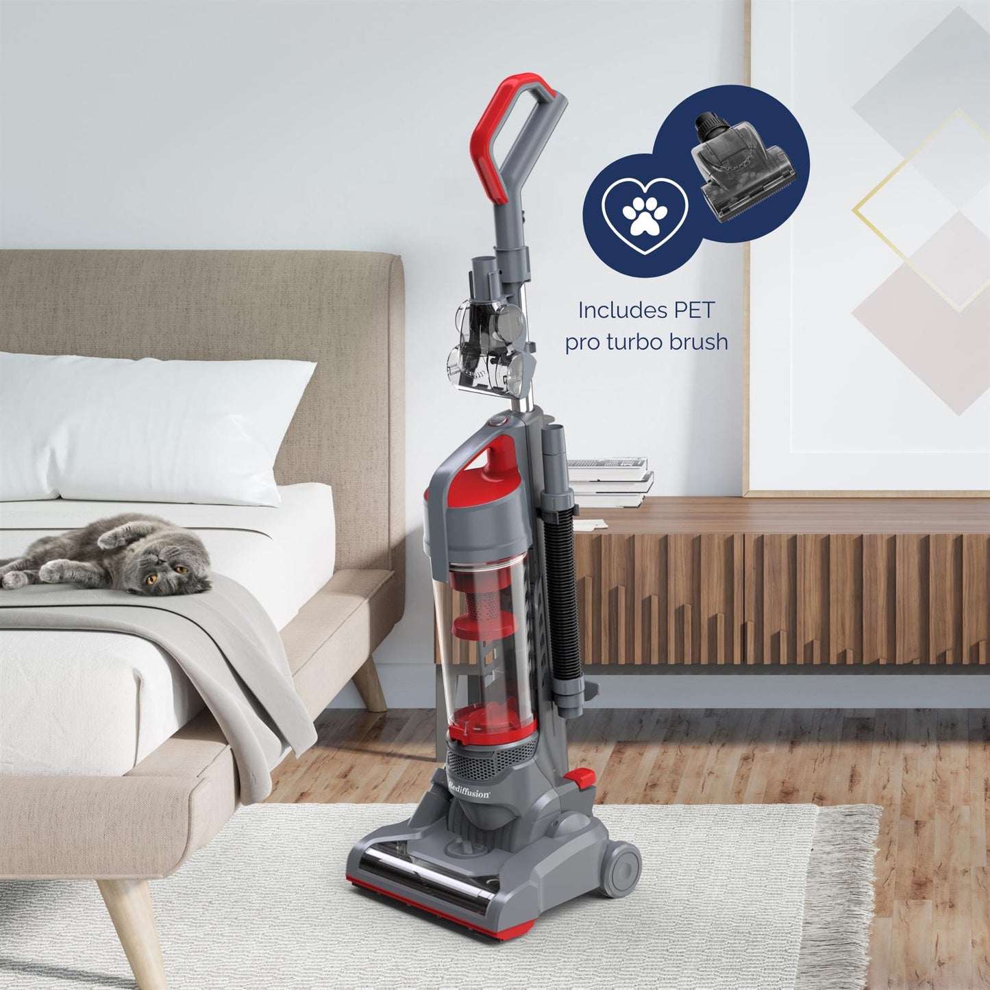 Rediffusion Pet Pro Upright Vacuum Cleaner Red