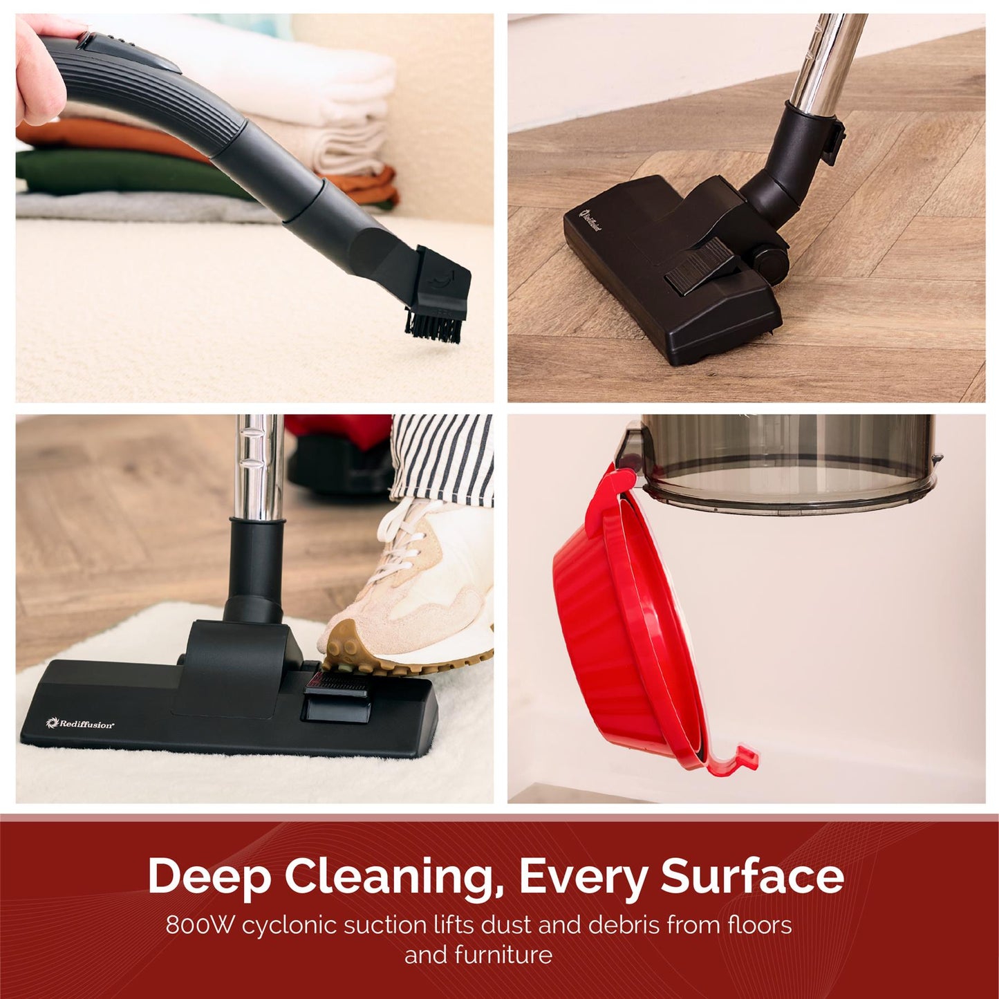 Rediffusion Multi Cyclonic Bagless Vacuum Cleaner Red