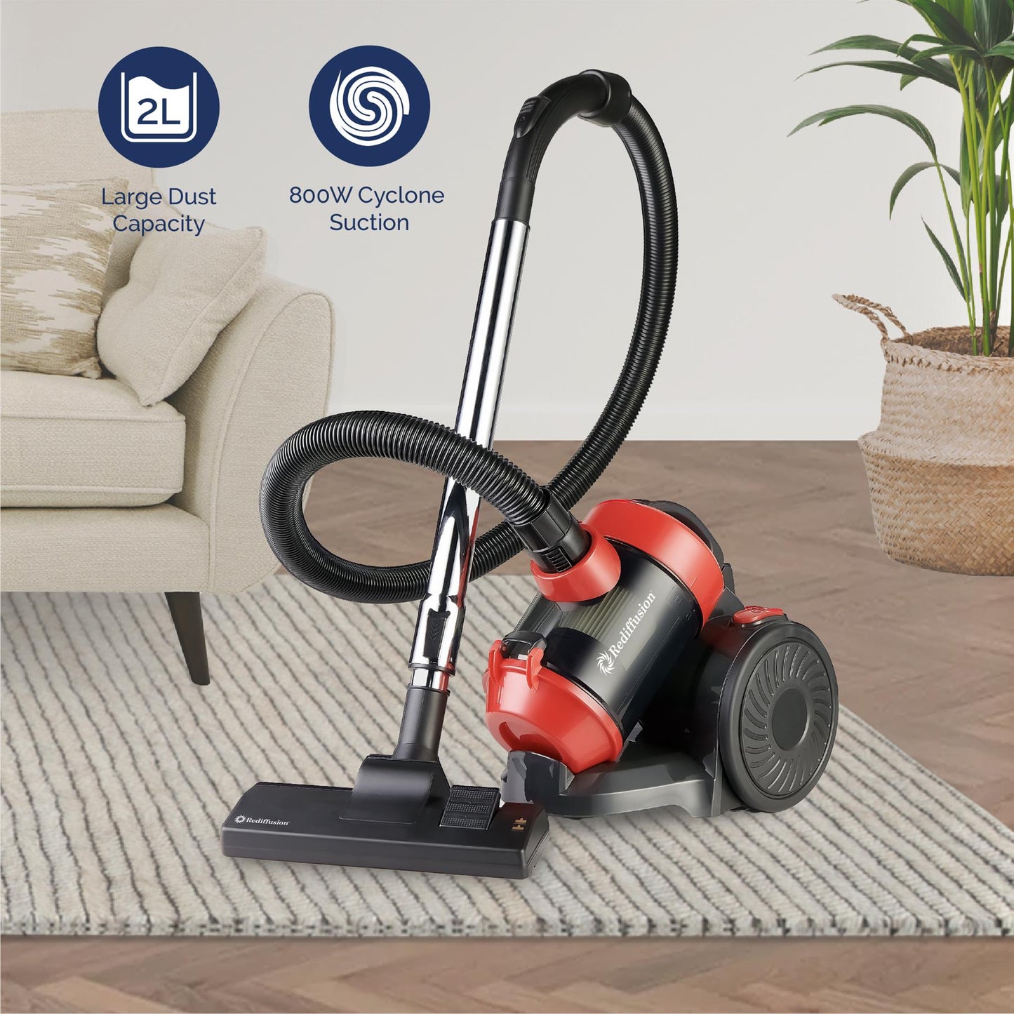 Rediffusion Multi Cyclonic Bagless Vacuum Cleaner Red