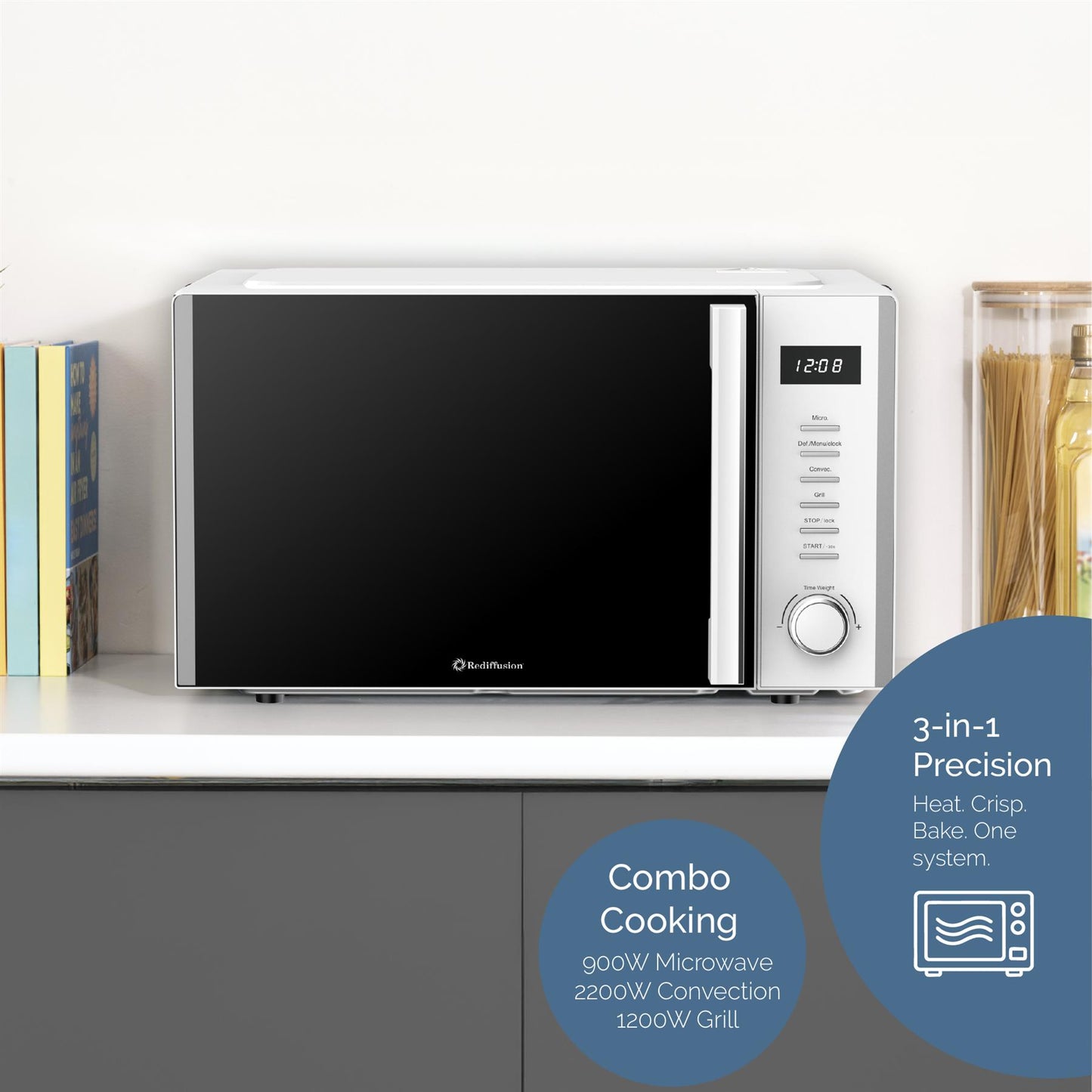 Rediffusion 30L Digital Combination Microwave with Grill & Convection – White