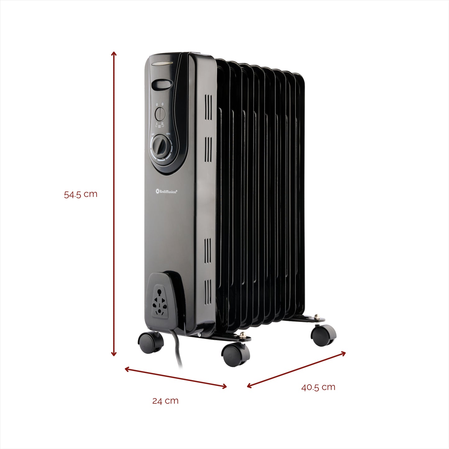 Rediffusion 9 Fin Oil Filled Radiator 2KW Black