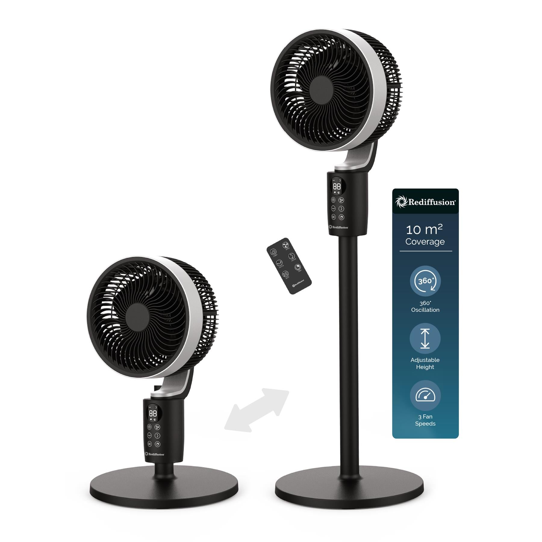 Rediffusion Air360 Adjustable Height Oscillating Fan
