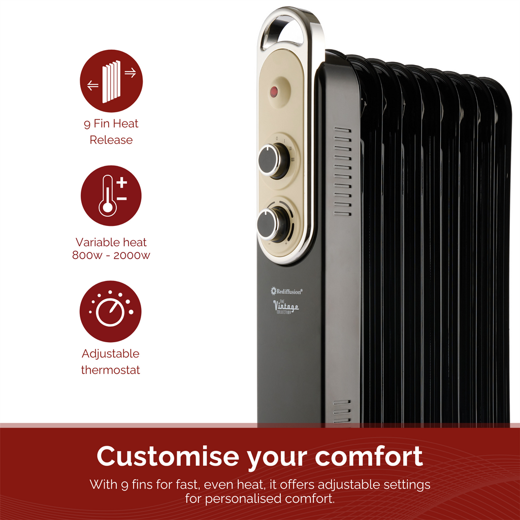 Rediffusion Vintage 9 Fin Oil Filled Radiator