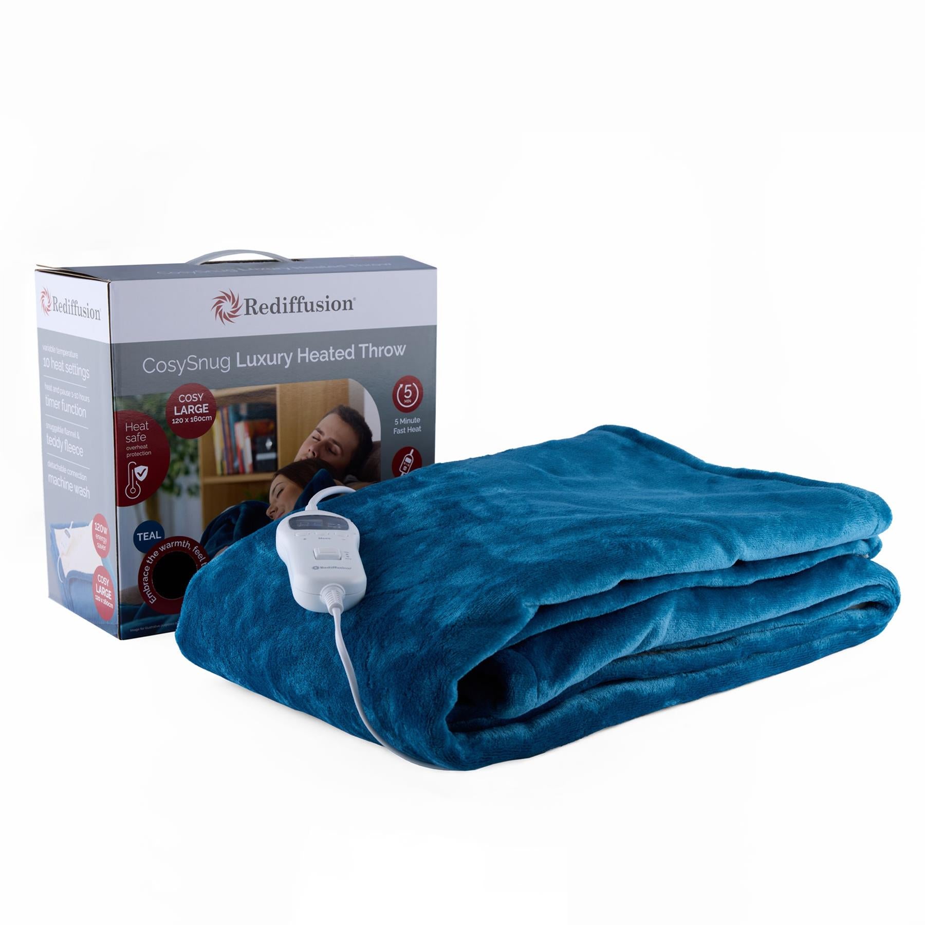Rediffusion CosySnug Luxury Heated Throw Teal
