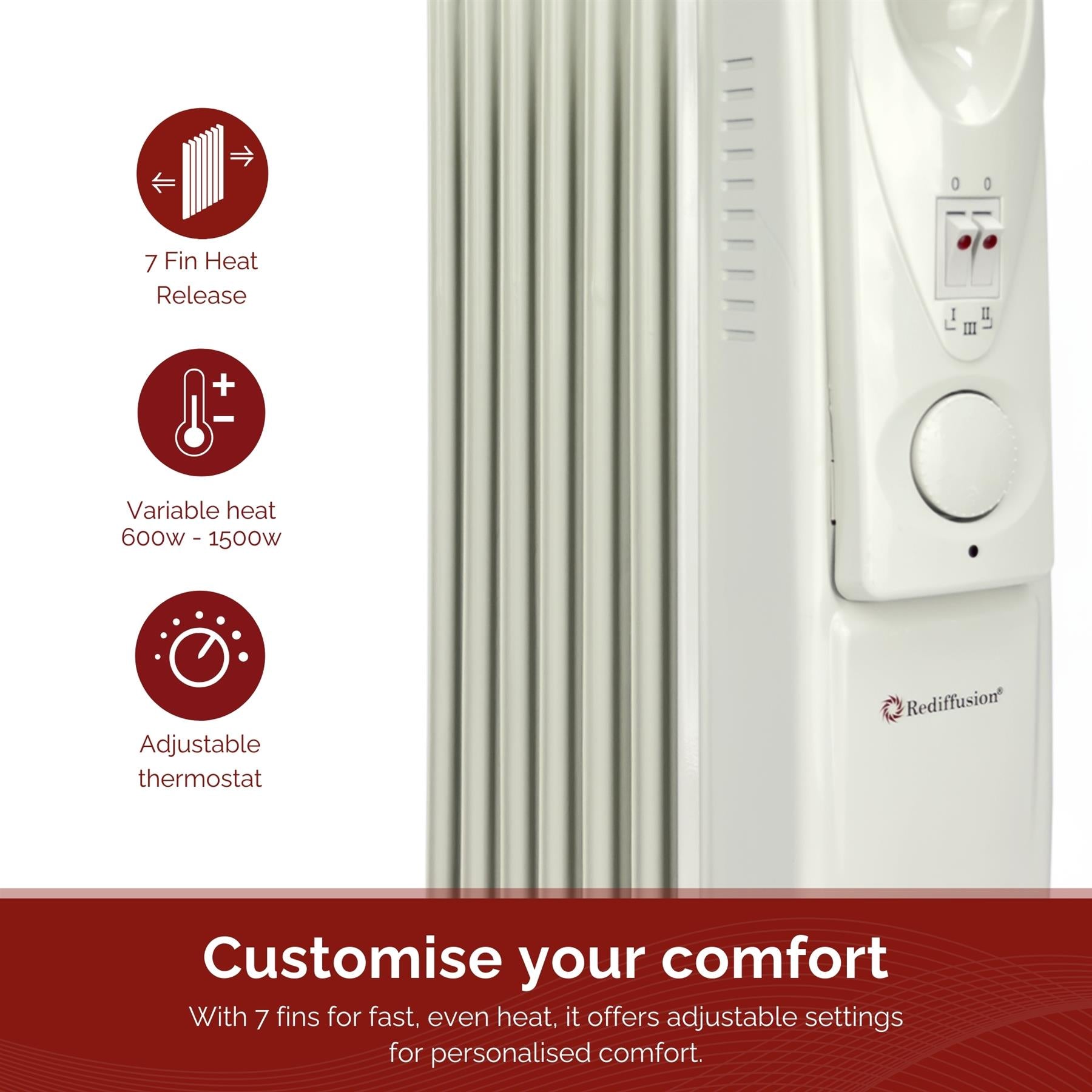 Rediffusion 1500W Oil Filled Radiator