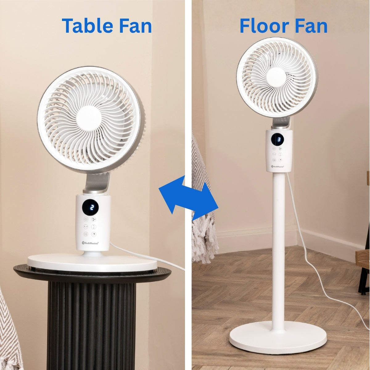 Rediffusion Air360 Adjustable Height Oscillating Fan - White