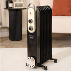 Rediffusion Vintage 9 Fin Oil Filled Radiator 2KW Black