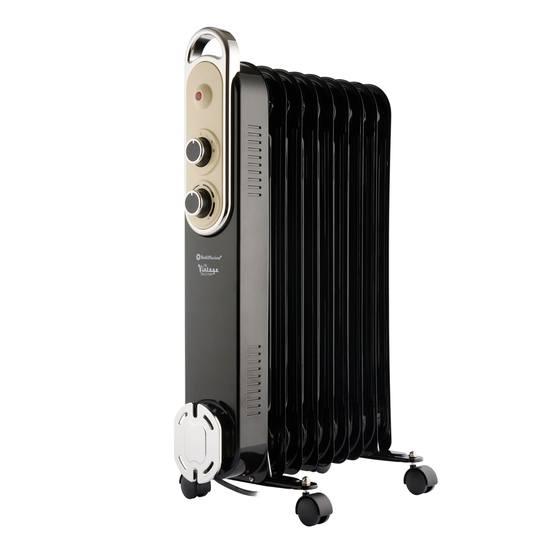 Rediffusion Vintage 9 Fin Oil Filled Radiator 2KW Black