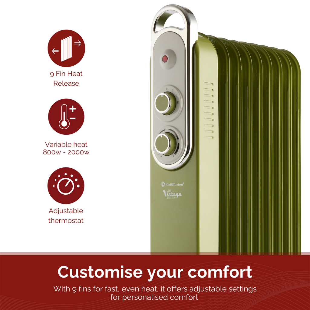 Rediffusion Vintage 9 Fin Oil Filled Radiator