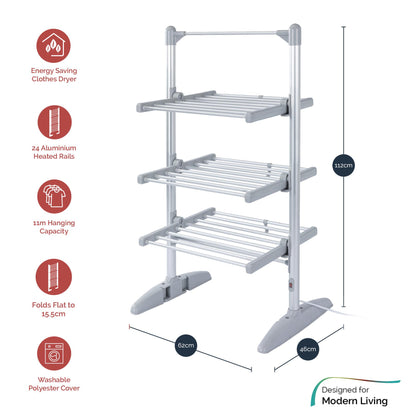 Rediffusion Ultra Compact 3 Tier Heated Airer with Cover