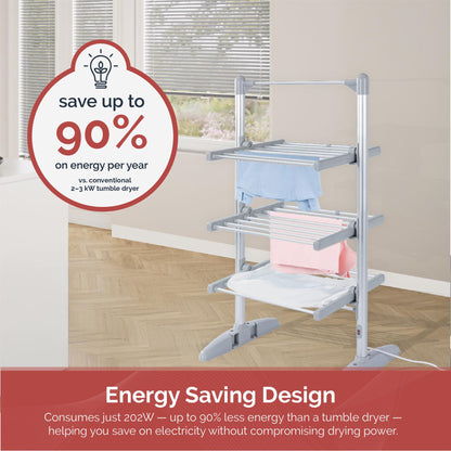 Rediffusion Ultra Compact 3 Tier Heated Airer with Cover