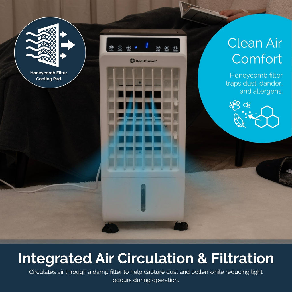 Rediffusion 4-in-1 Digital 6L Evaporative Air Cooler - White