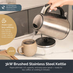 Rediffusion Brushed Stainless Steel 1.7L Kettle & 4 Slice Toaster Set