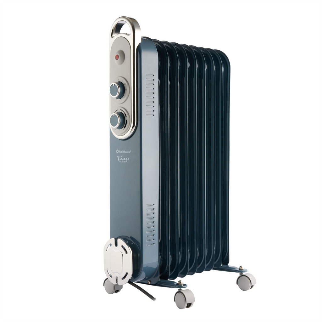 Rediffusion Vintage 9 Fin Oil Filled Radiator 2KW Blue