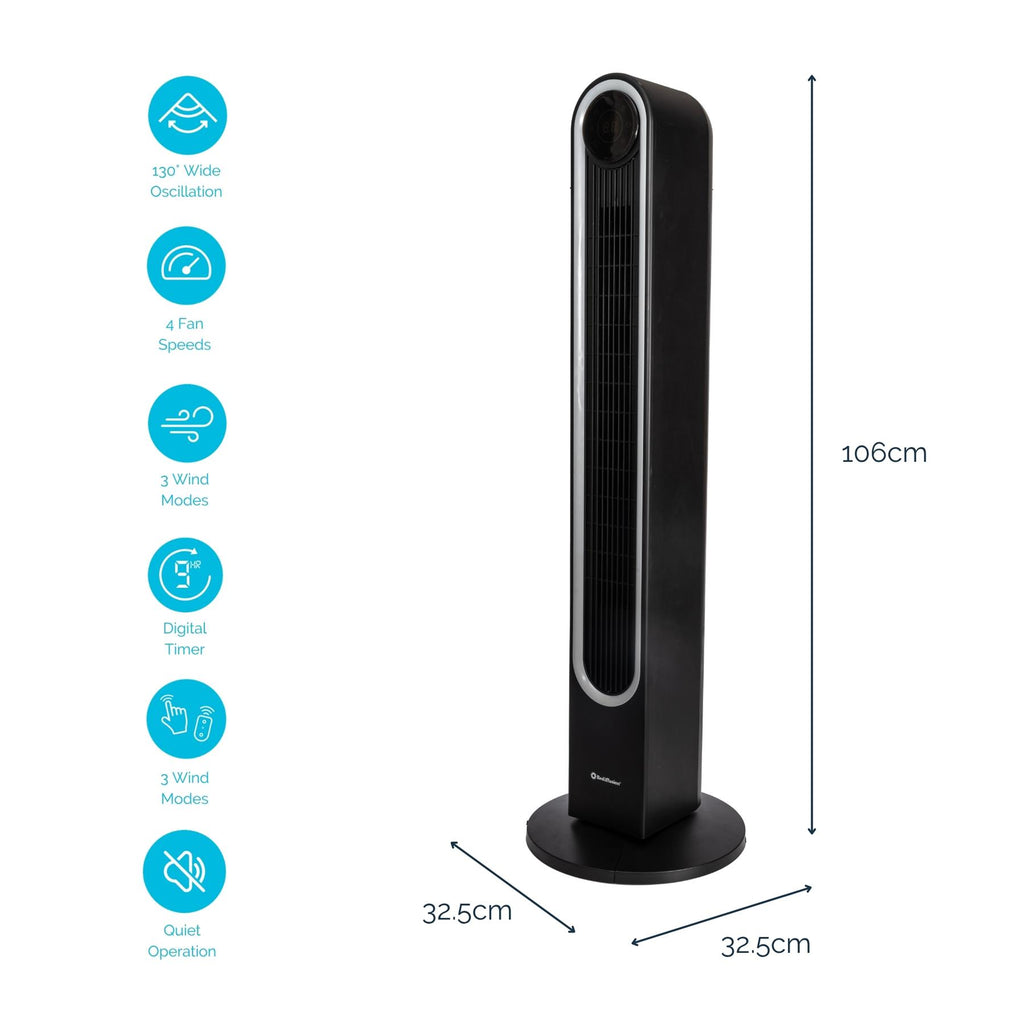 Rediffusion Halo 42" Digital Tower Fan - Black
