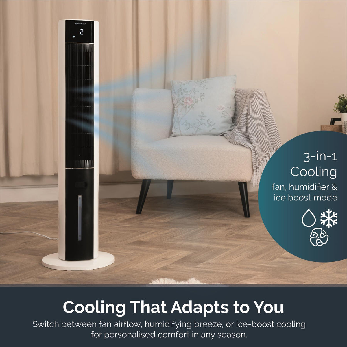 Rediffusion ArcticBreeze Digital 38" Tower Air Cooler - White