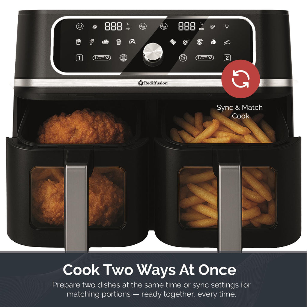 Rediffusion ClearCook 9L Dual Zone Air Fryer with Viewing Window