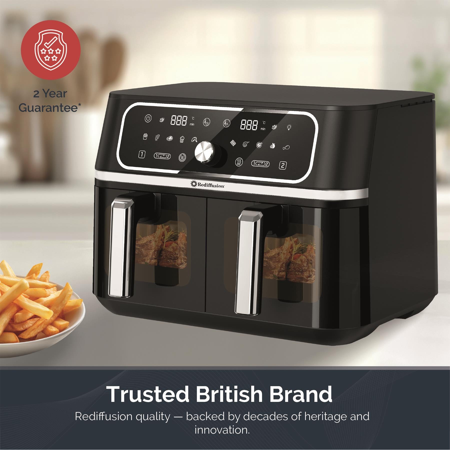 Rediffusion ClearCook 9L Dual Zone Air Fryer with Viewing Window