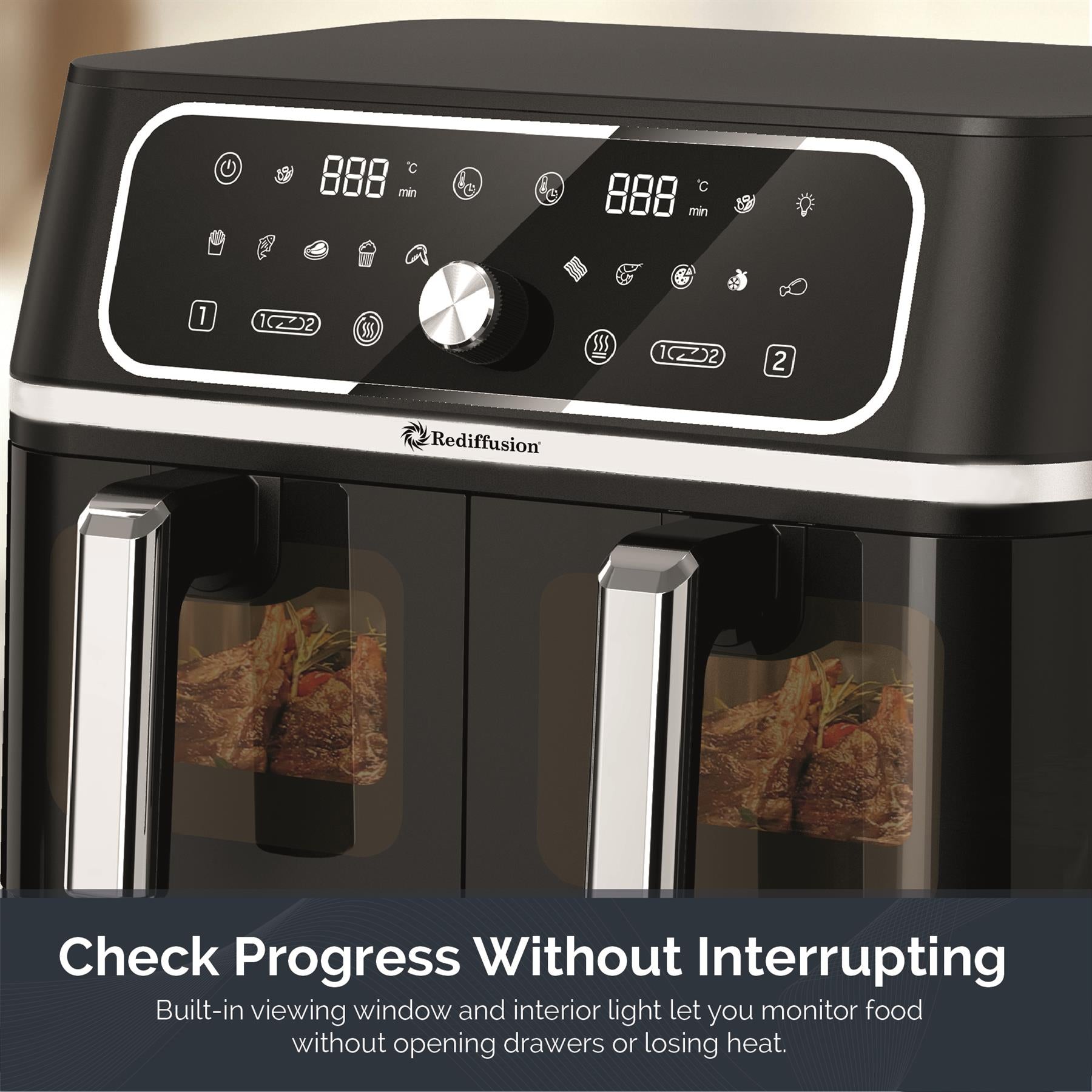Rediffusion ClearCook 9L Dual Zone Air Fryer with Viewing Window