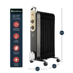 Rediffusion Vintage 9 Fin Oil Filled Radiator 2KW Black