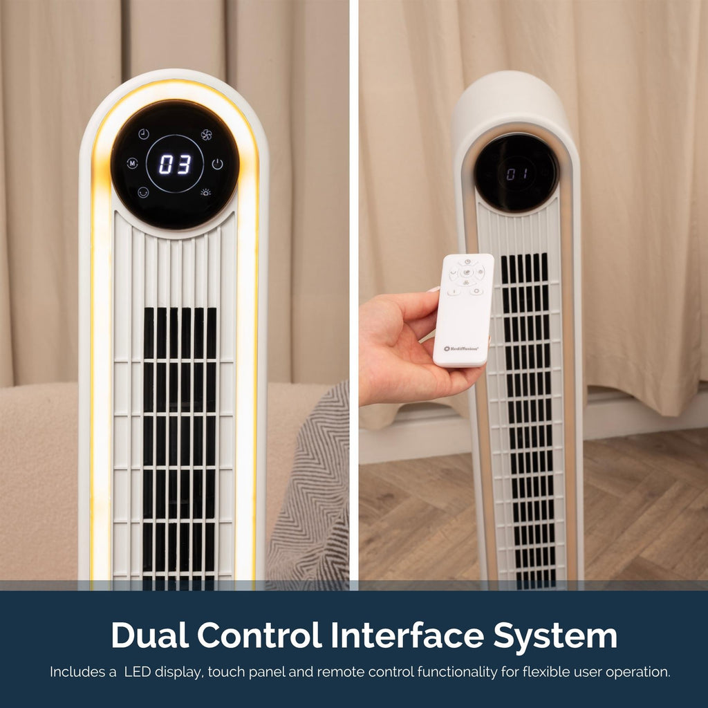 Rediffusion Halo 42" Digital Tower Fan - White