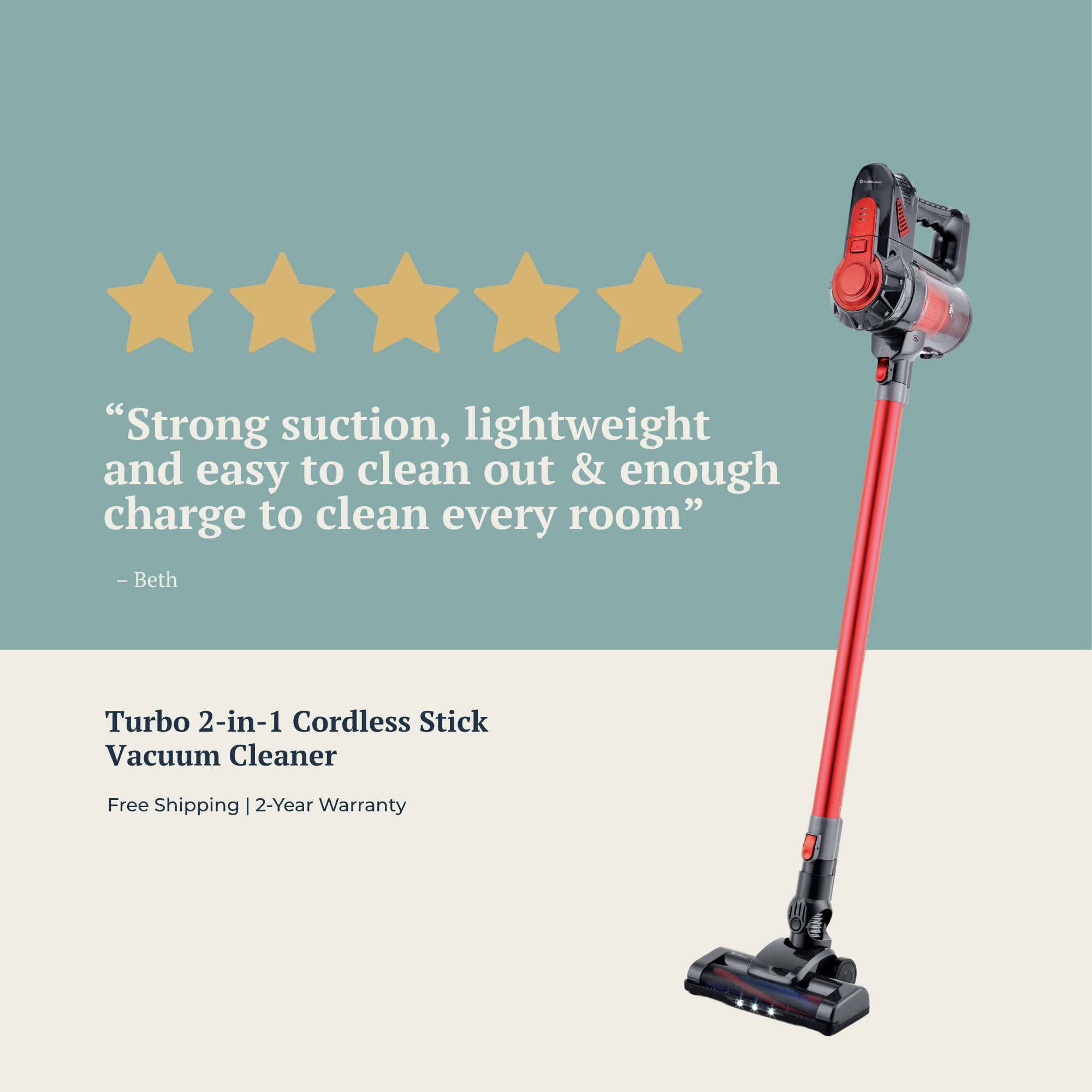 Rediffusion Turbo 2 in 1 Cordless Stick Vacuum Cleaner