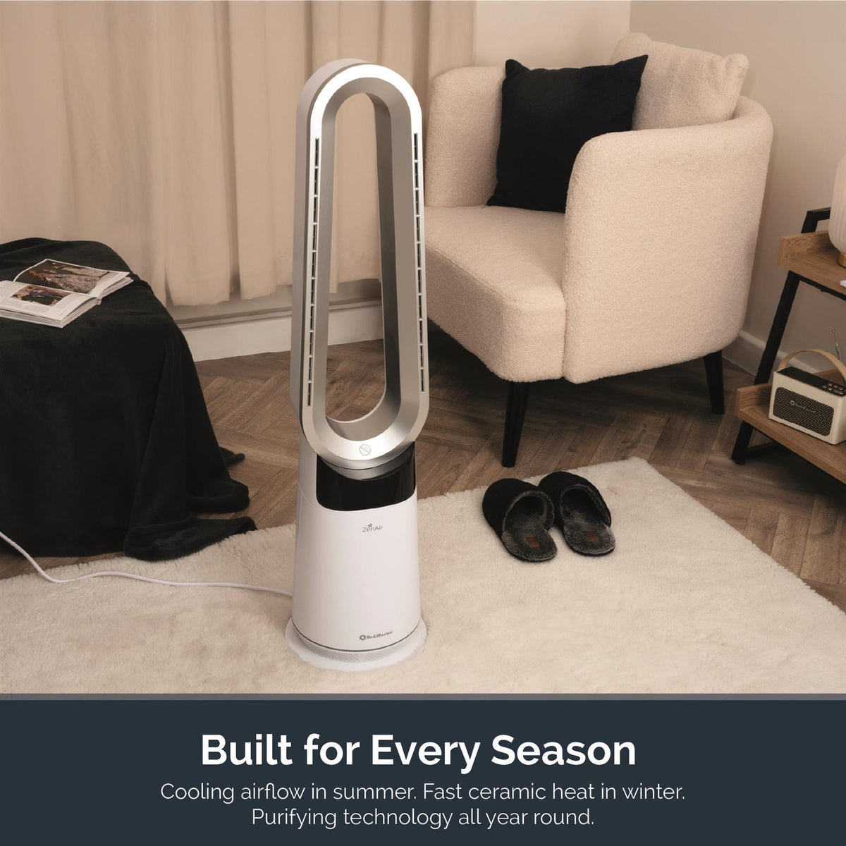 Rediffusion ZenAir Bladeless 3 in 1 Air Purifier, Fan & Heater - White