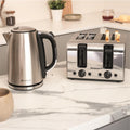 Rediffusion Brushed Stainless Steel 1.7L Kettle & 4 Slice Toaster Set
