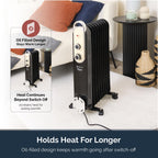 Rediffusion Vintage 9 Fin Oil Filled Radiator 2KW Black