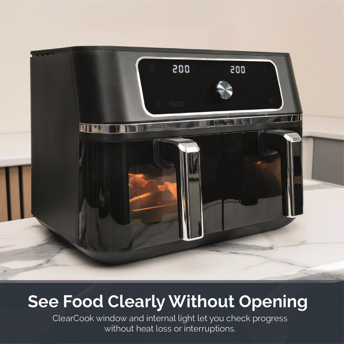 Rediffusion ClearCook 9L Dual Zone Air Fryer with Viewing Window