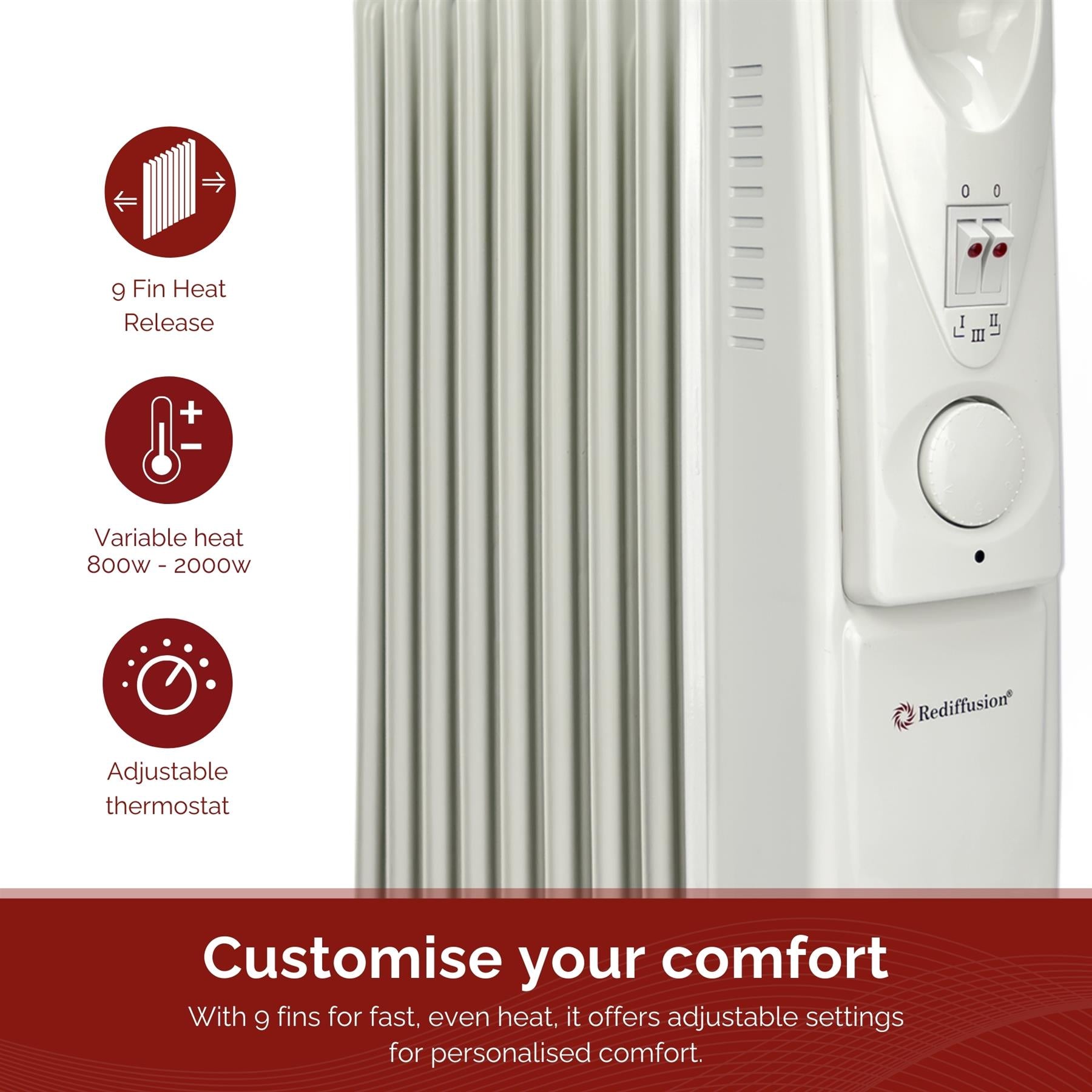 Rediffusion 2000W Oil Filled Radiator