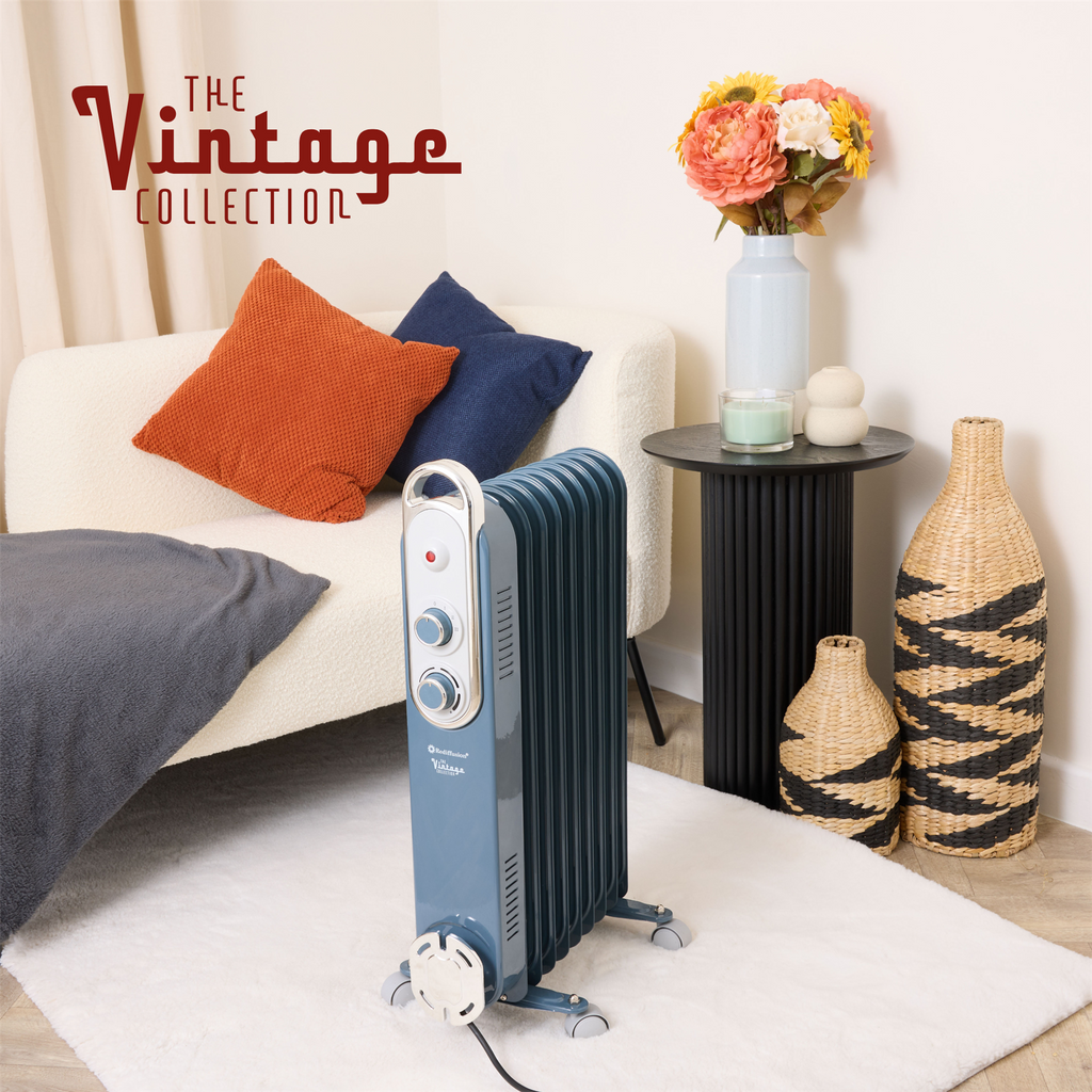Rediffusion Vintage 9 Fin Oil Filled Radiator 2KW Blue