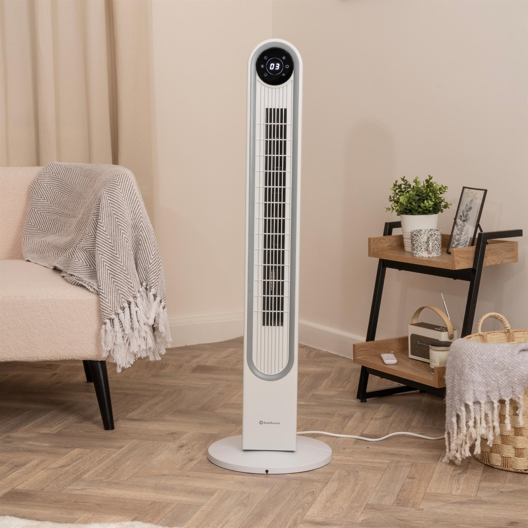 Rediffusion Halo 42" Digital Tower Fan - White
