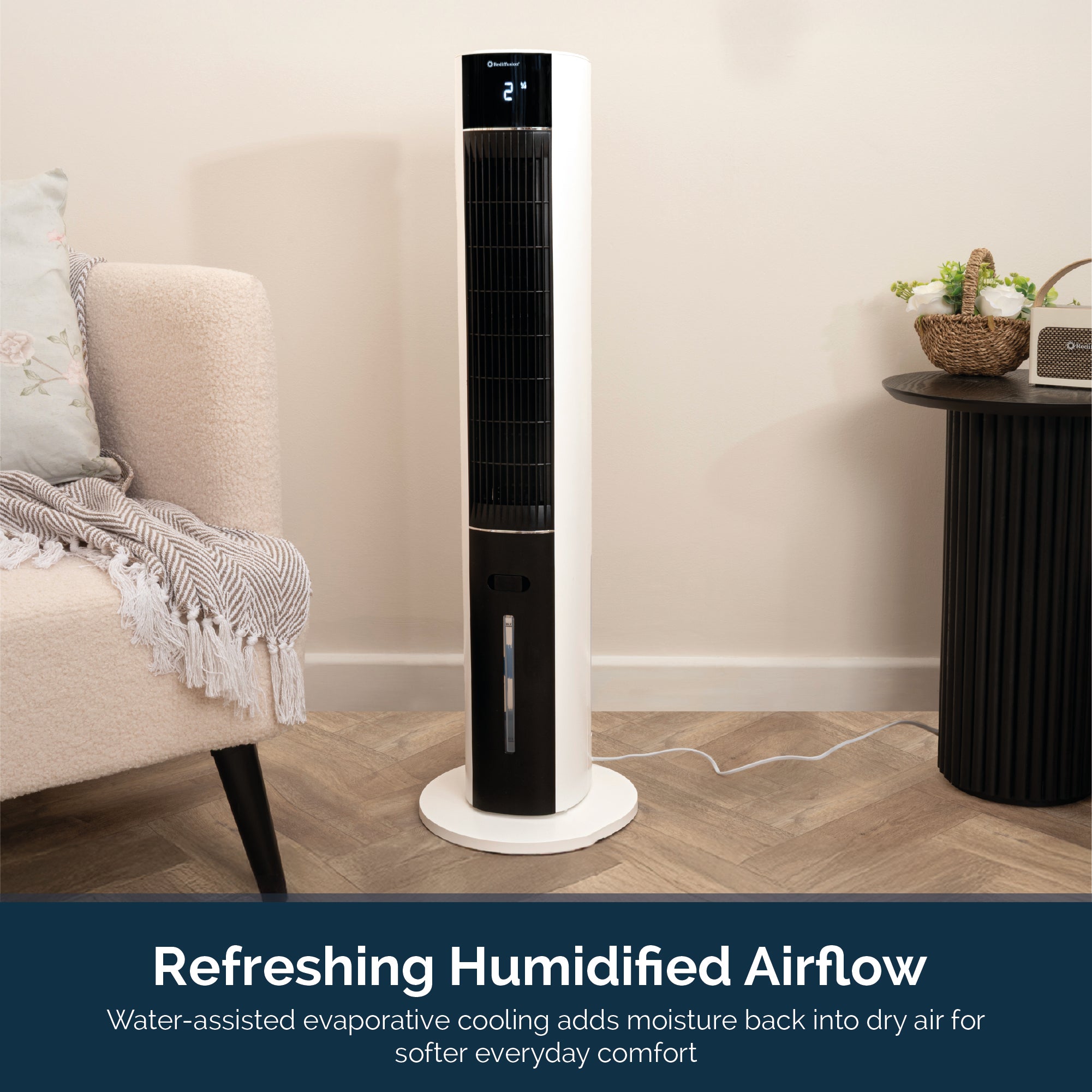 Rediffusion ArcticBreeze Digital 38" Tower Air Cooler - White