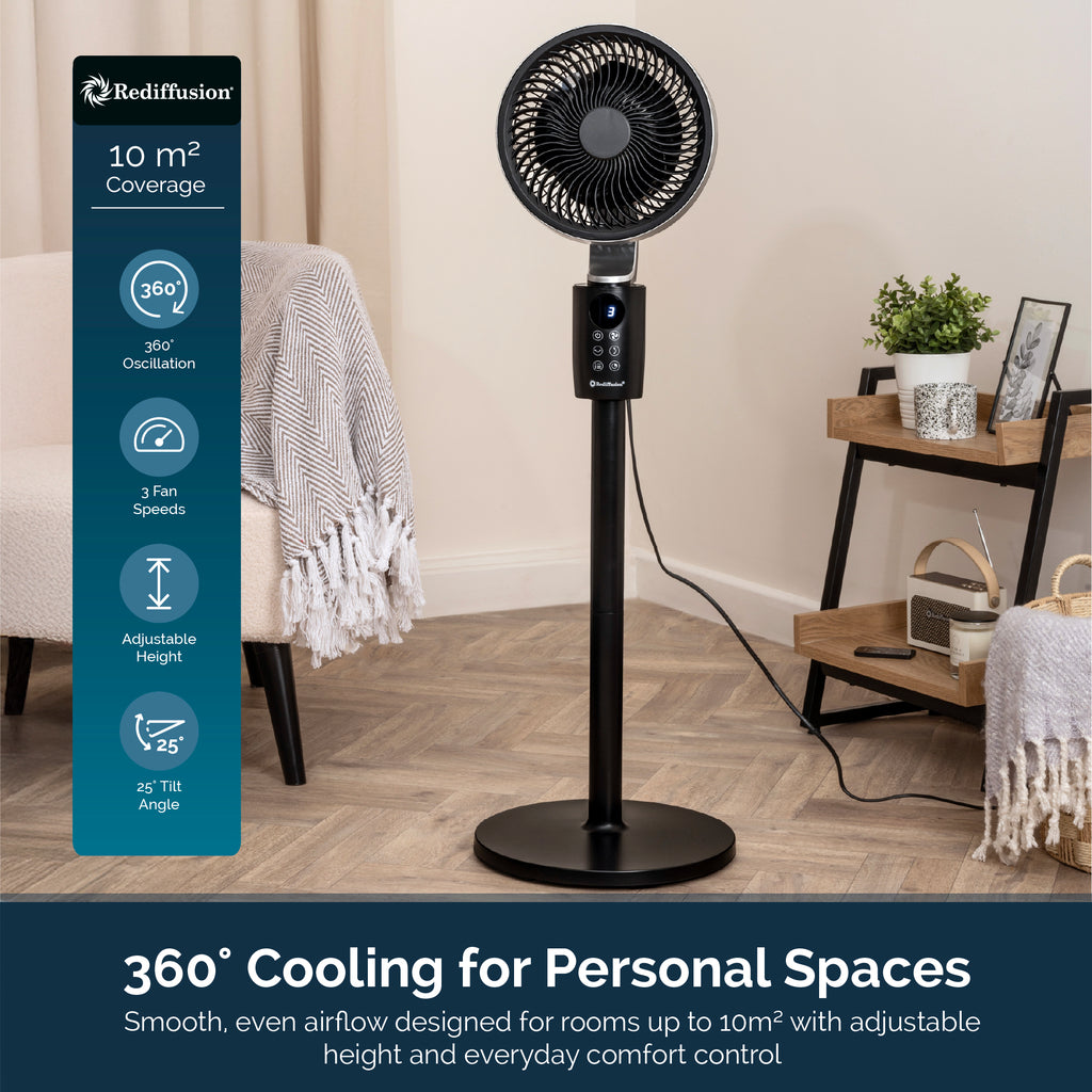 Rediffusion Air360 Oscillating Fan - Black