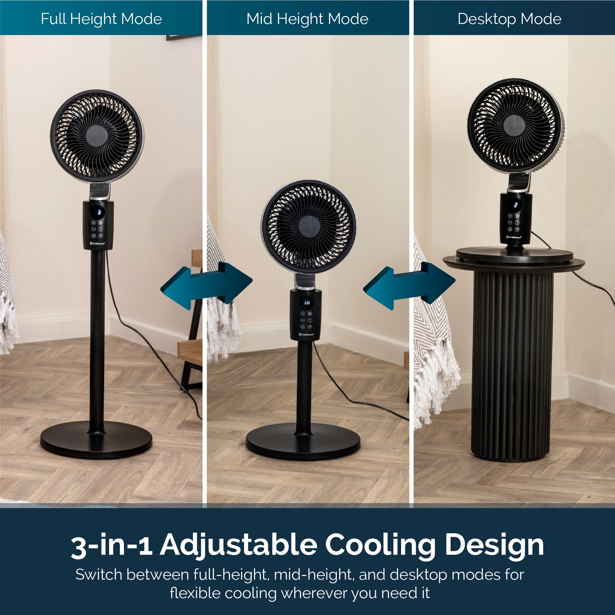 Rediffusion Air360 Oscillating Fan - Black