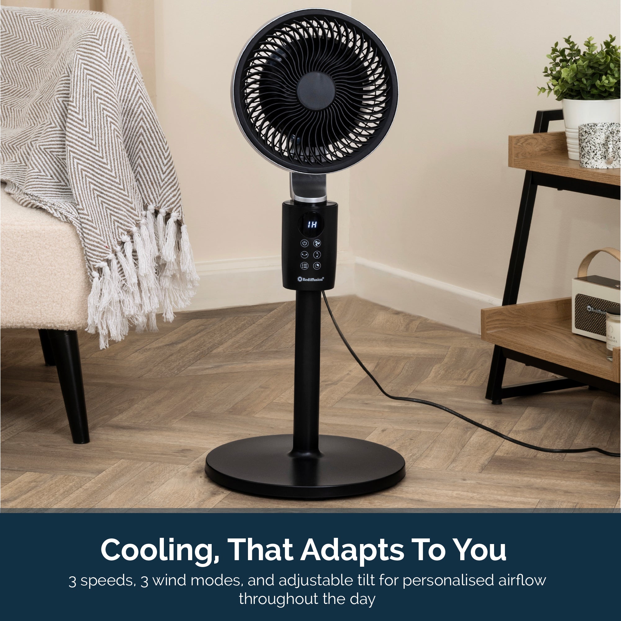 Rediffusion Air360 Oscillating Fan - Black