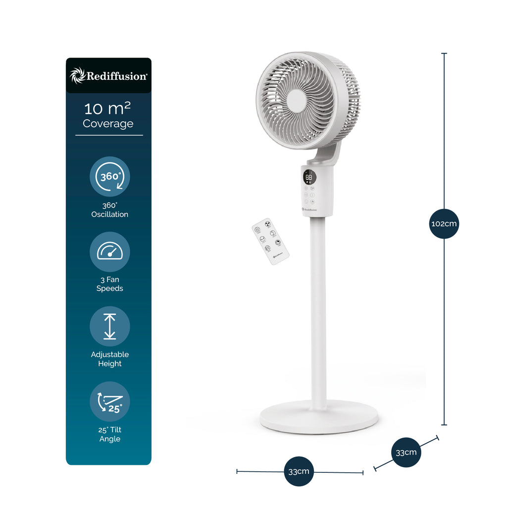 Rediffusion Air360 Oscillating Fan - White