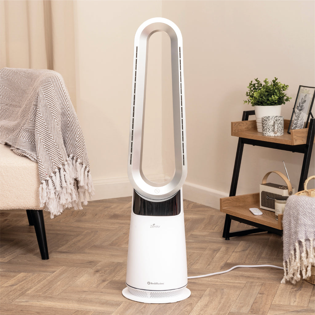 Rediffusion ZenAir Bladeless 3 in 1 Air Purifier, Fan & Heater - White