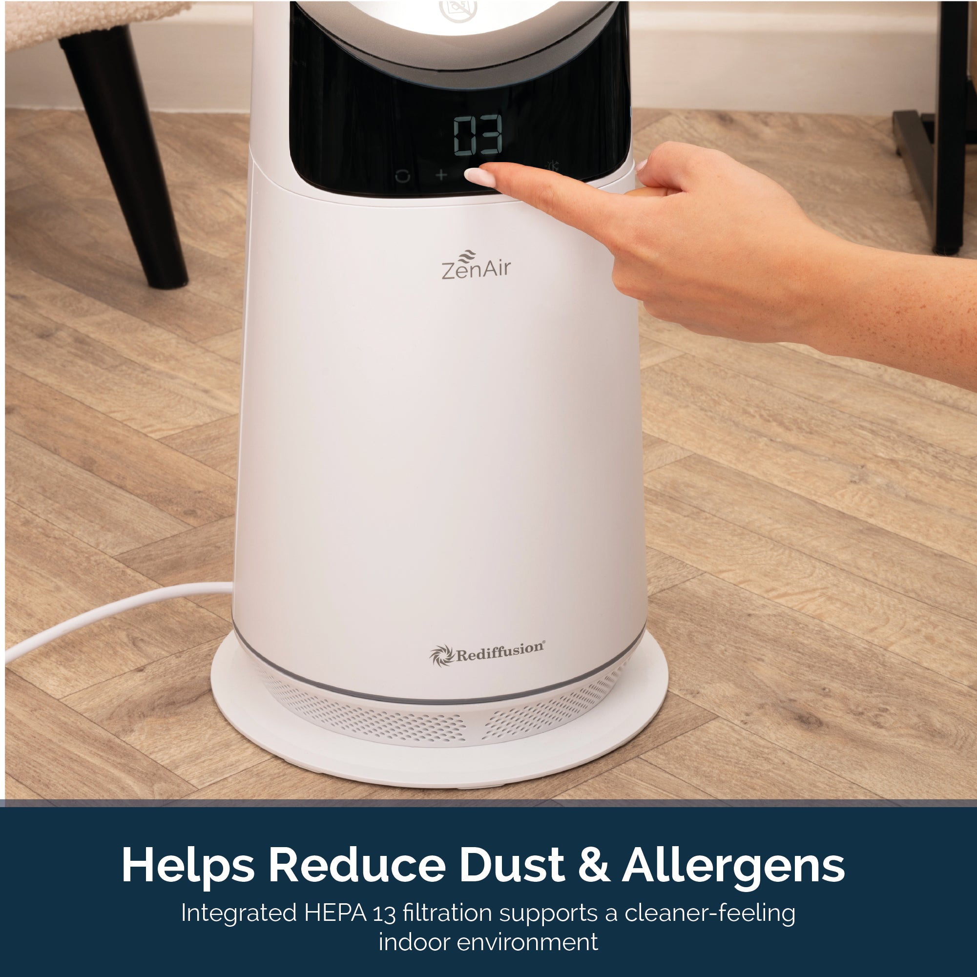 Rediffusion ZenAir Bladeless 3 in 1 Air Purifier, Fan & Heater - White