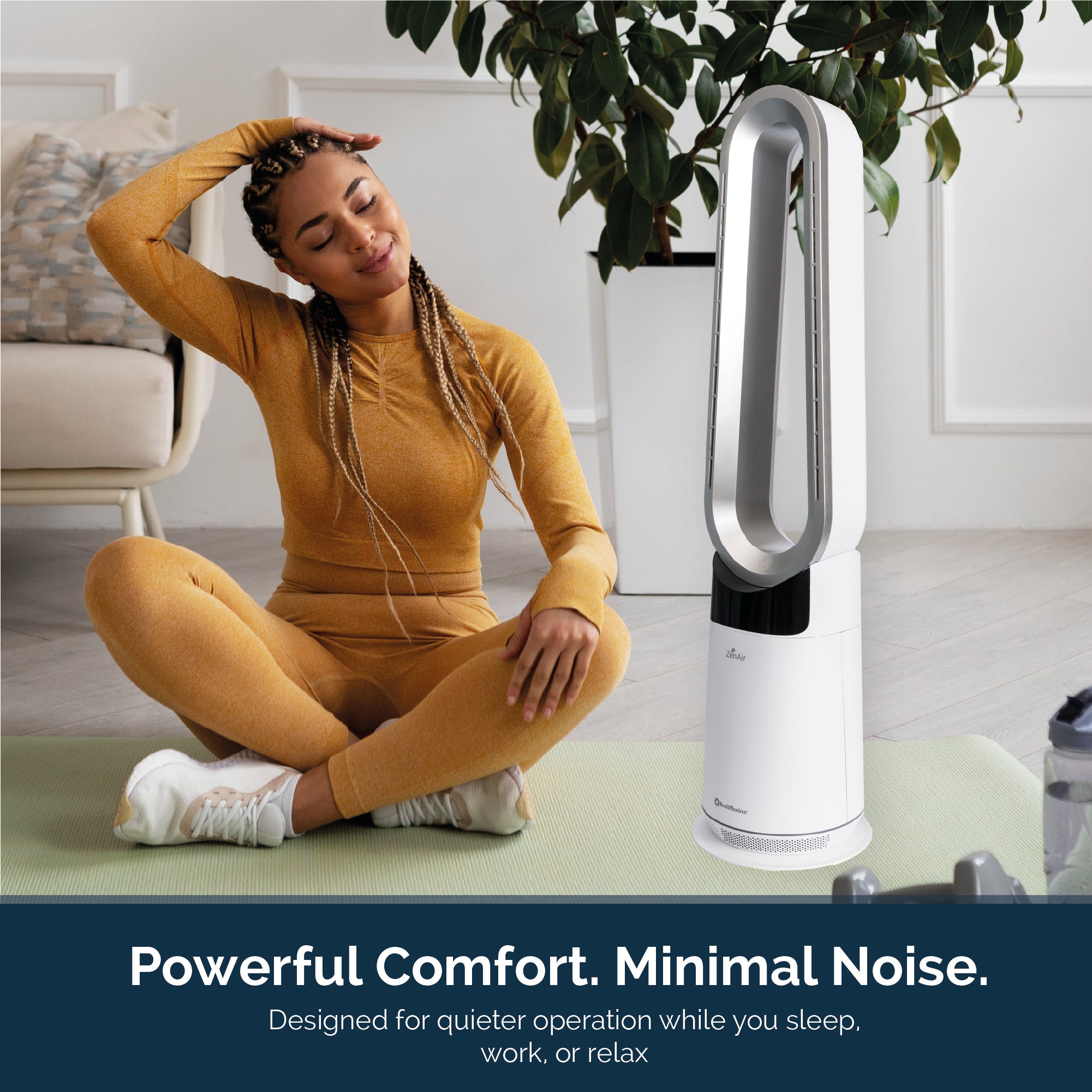 Rediffusion ZenAir Bladeless 3 in 1 Air Purifier, Fan & Heater - White