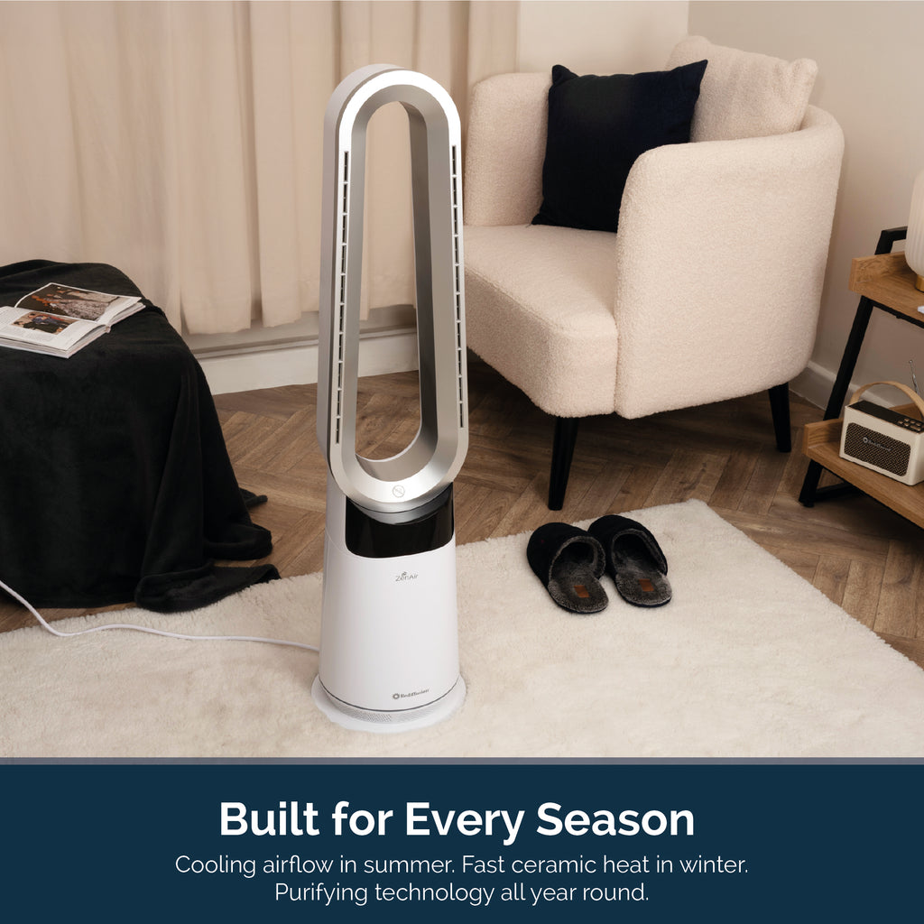 Rediffusion ZenAir Bladeless 3 in 1 Air Purifier, Fan & Heater - White