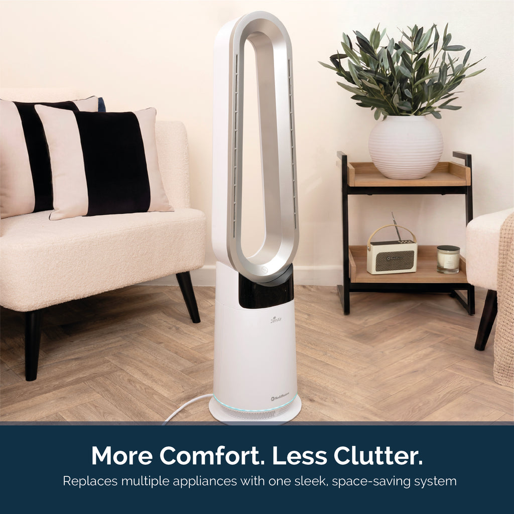 Rediffusion ZenAir Bladeless 3 in 1 Air Purifier, Fan & Heater - White