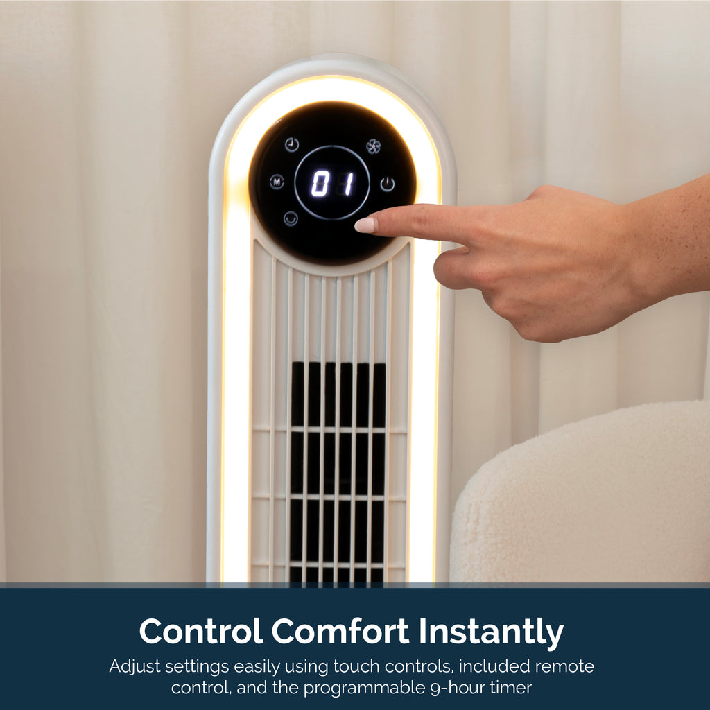 Rediffusion Halo 42" Digital Tower Fan - White