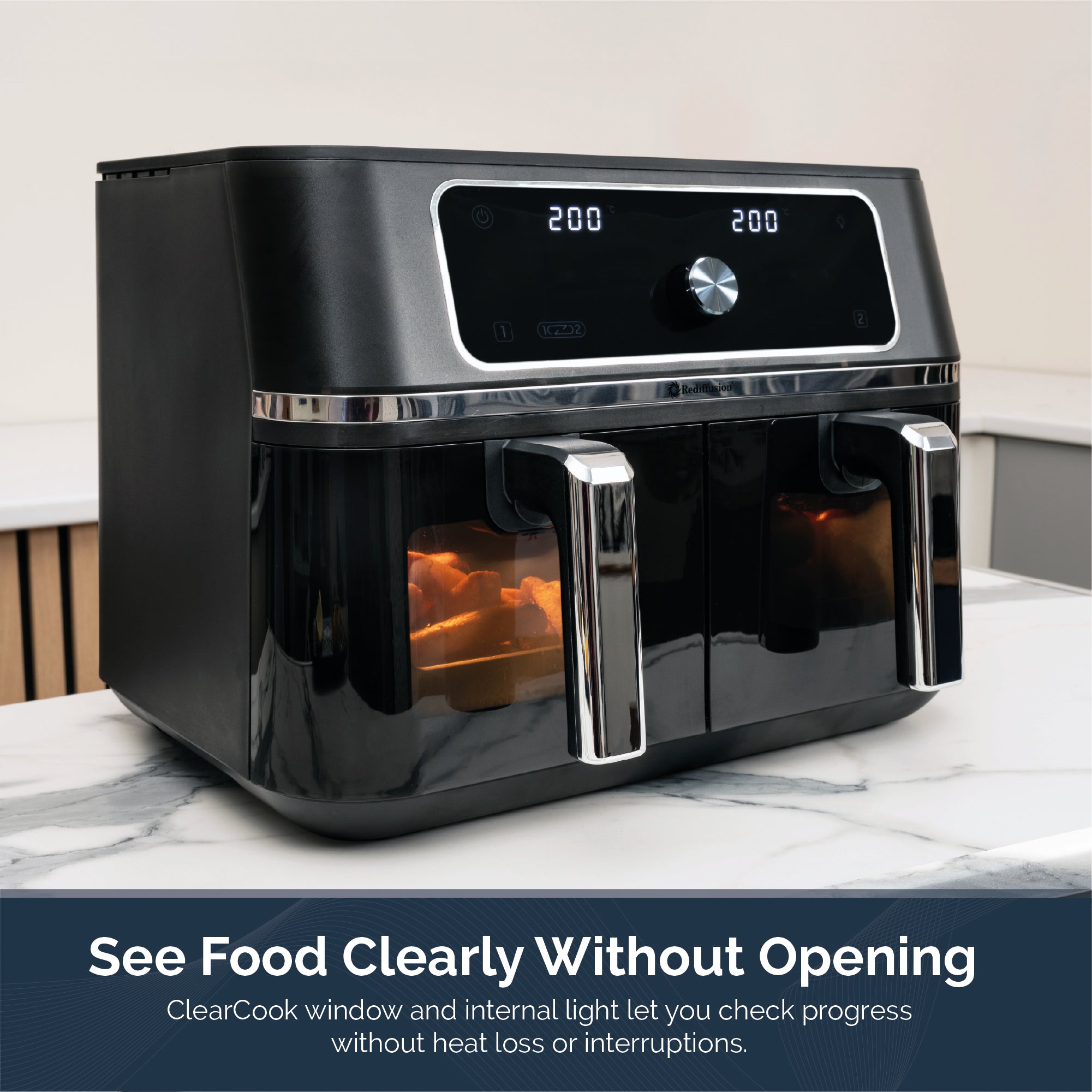 Rediffusion ClearCook 9L Dual Zone Air Fryer with Viewing Window