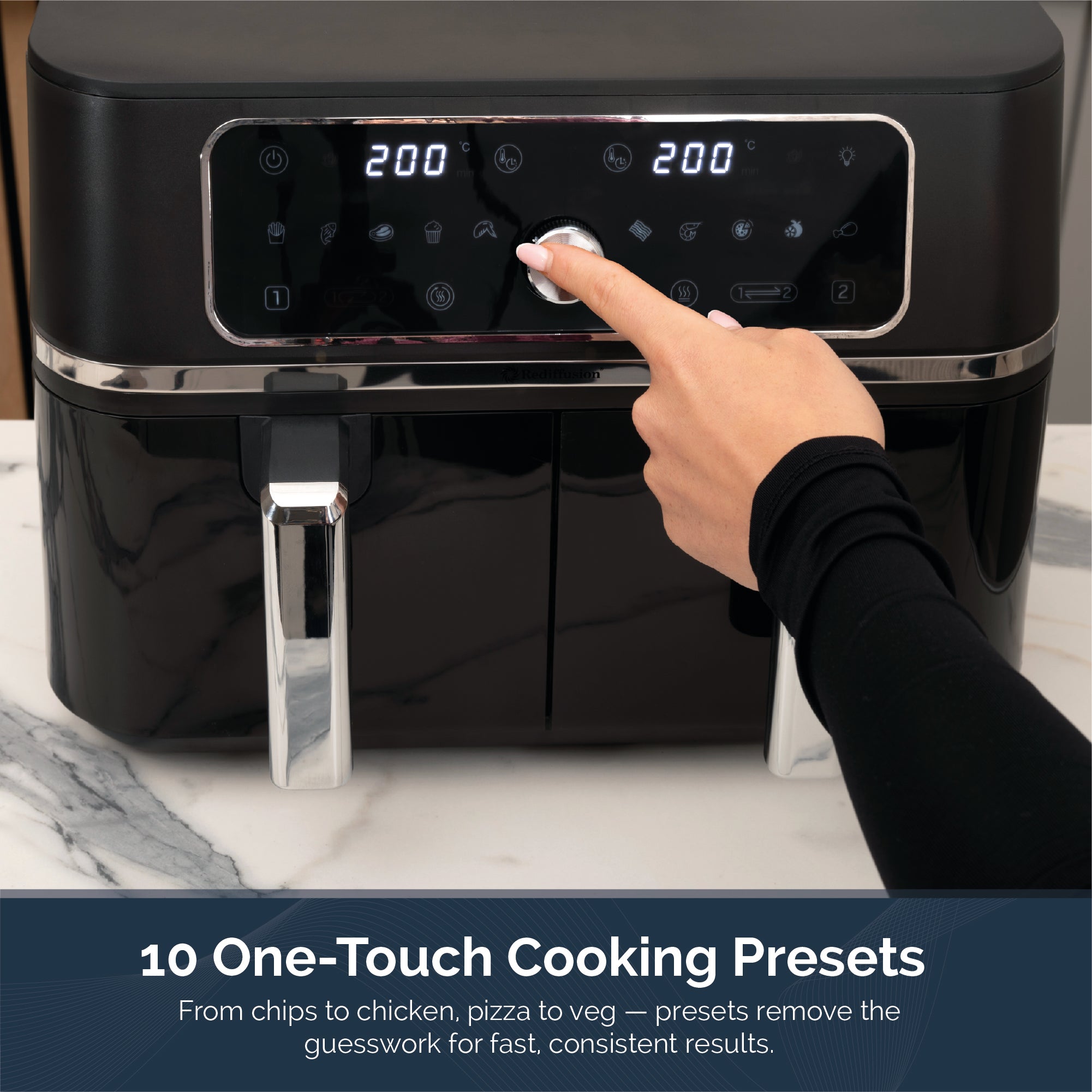 Rediffusion ClearCook 9L Dual Zone Air Fryer with Viewing Window
